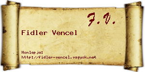Fidler Vencel névjegykártya